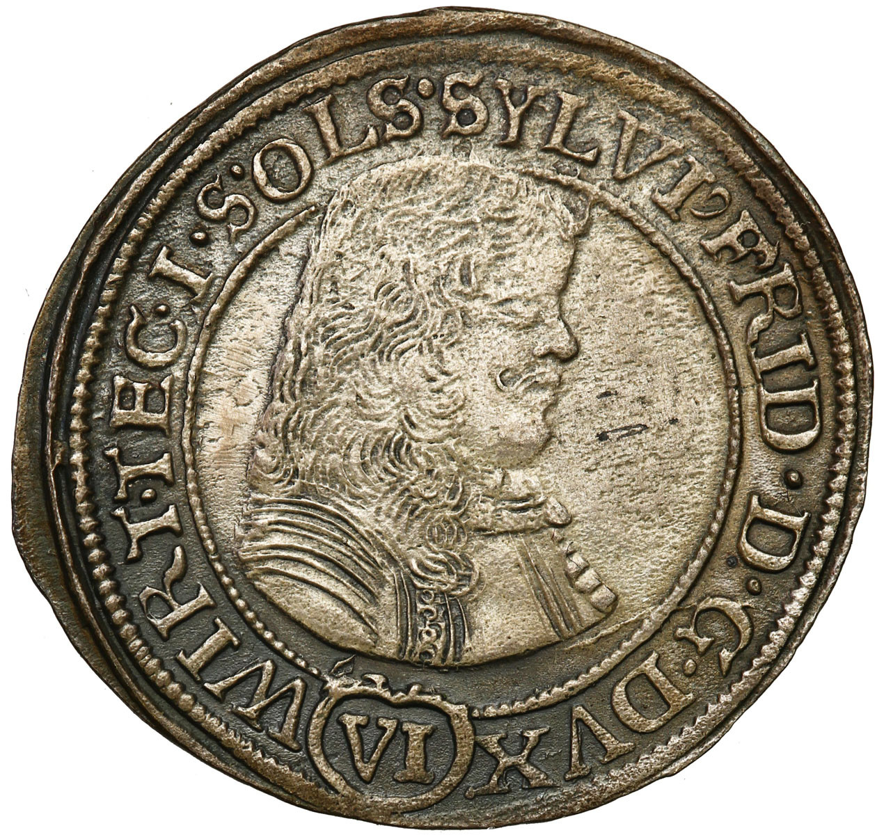 Śląsk, Księstwo Oleśnickie Sylwiusz. Fryderyk (1664-1697). 6 krajcarów 1674 SP, Oleśnica